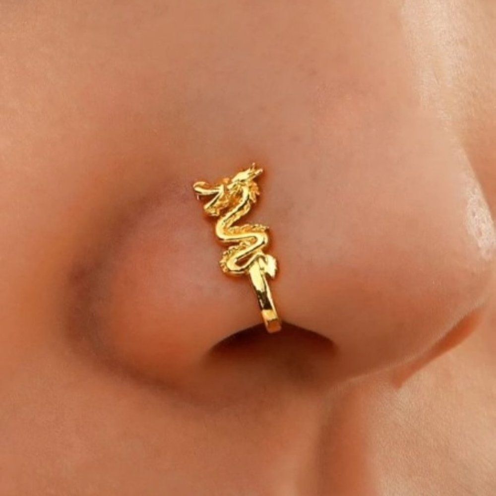 GOLD DRAGON NOSE RING 